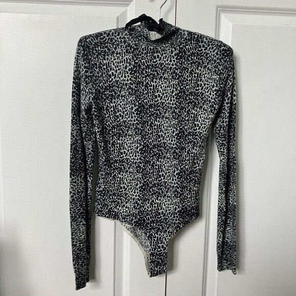 Guess by Marciano Bodysuit Womens S Animal Cheetah Print Turtleneck Long Sleeve - Picture 2 of 6